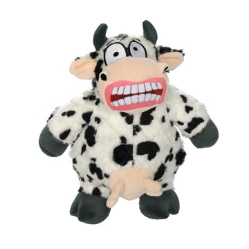 Tuffy Dog Toys - VIP Products - Mighty Angry Animals Cow, Plush, Squeaky Dog Toy - Dog.Dog.Cat.