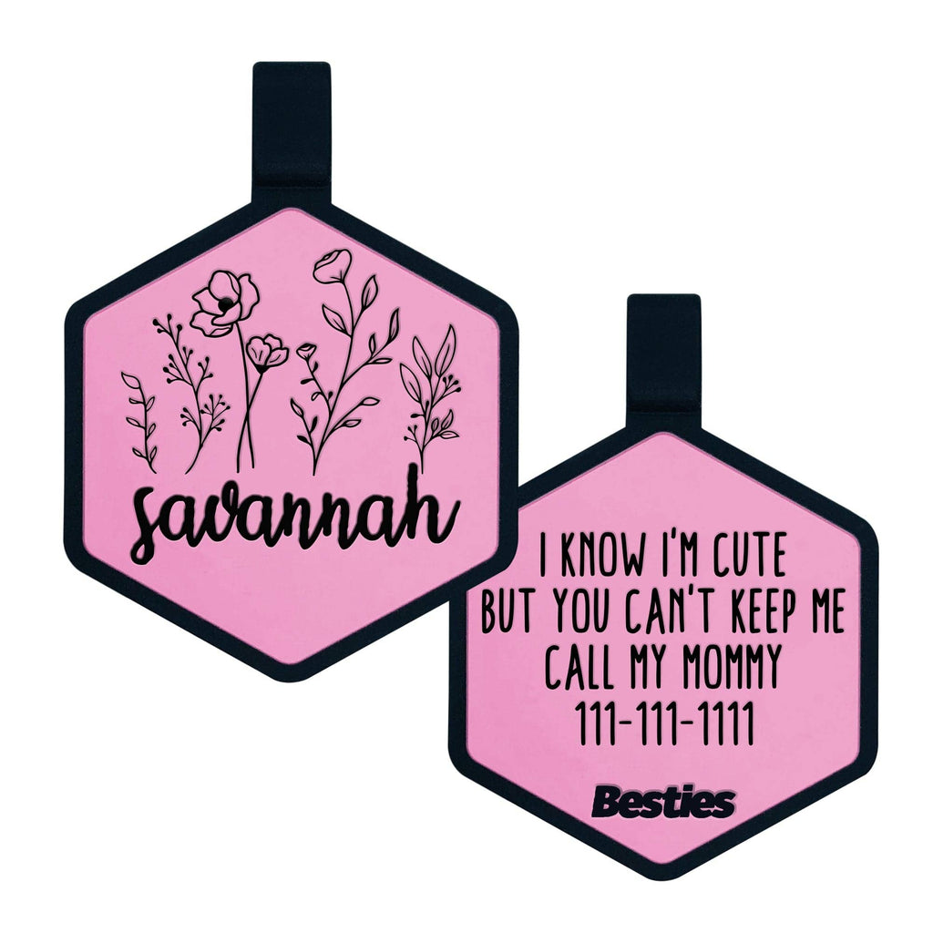 Besties Pets - Wildflowers Silicone ID Tag - Dog.Dog.Cat.