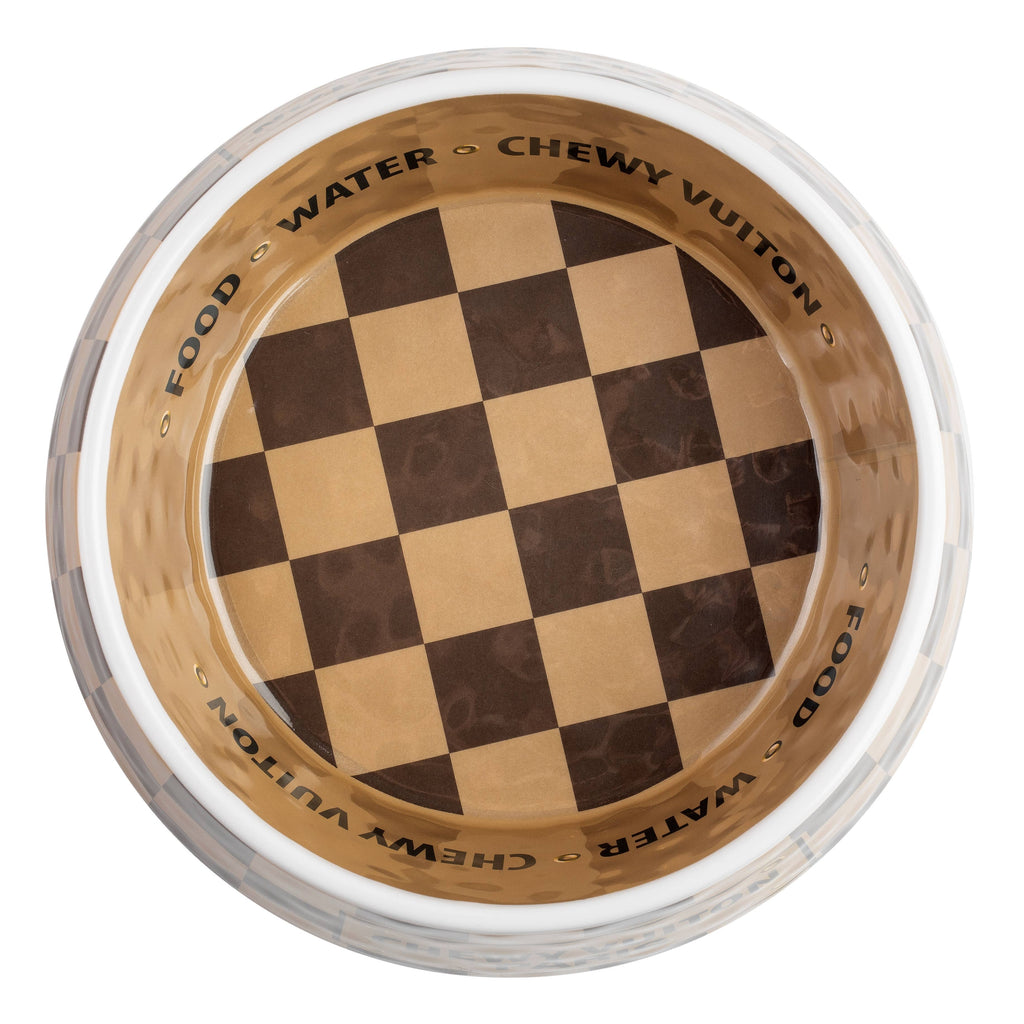 Checker Chewy Vuiton Bowl Dog Bowls  Multiple sizes to choose from. - Dog.Dog.Cat.
