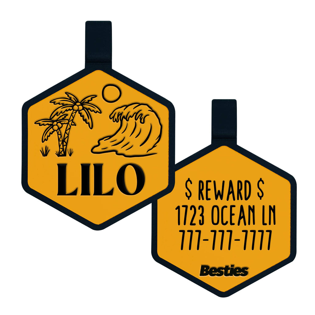 Besties Pets - Life's A Beach Silicone Dog ID Tag - Dog.Dog.Cat.