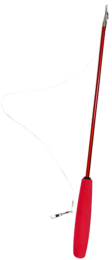 Telescoping Red Cat Wand Toy with Rubber Handle - Dog.Dog.Cat.