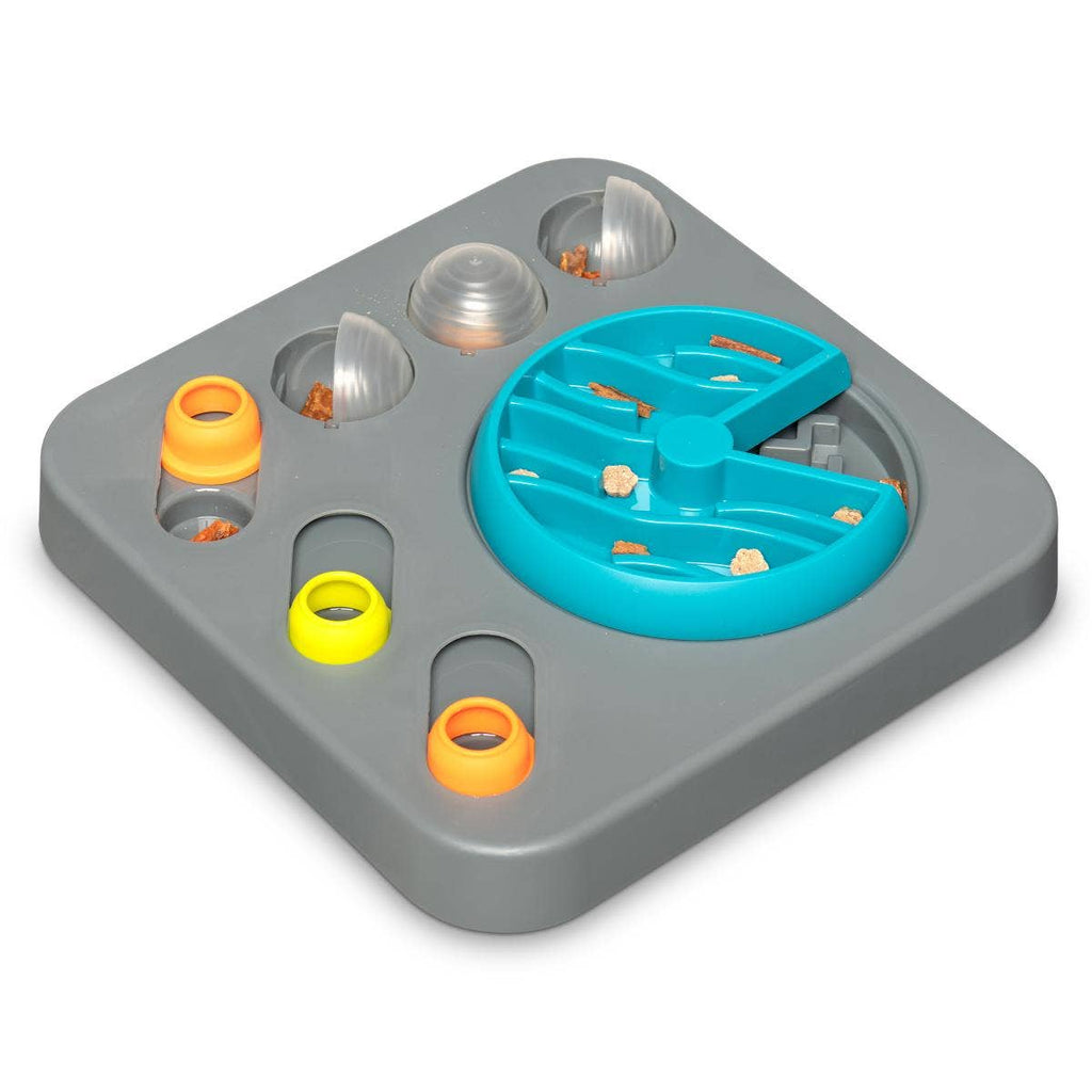 Messy Mutts Flip'n Slide Puzzler, Medium, 12.5" x 12.5",Grey - Dog.Dog.Cat.