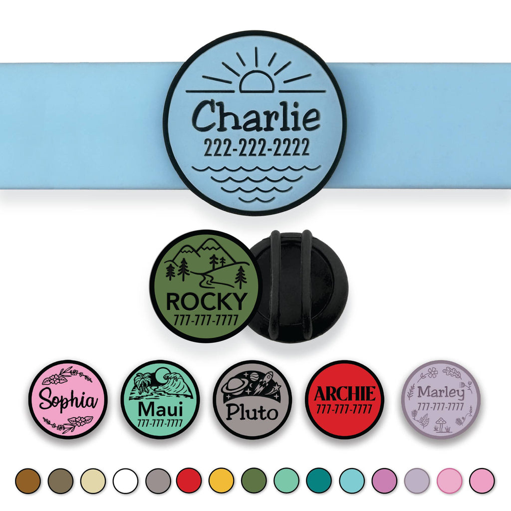 Slide-On Pet ID Tag | Design Your Own | Pick Color & Design - Dog.Dog.Cat.
