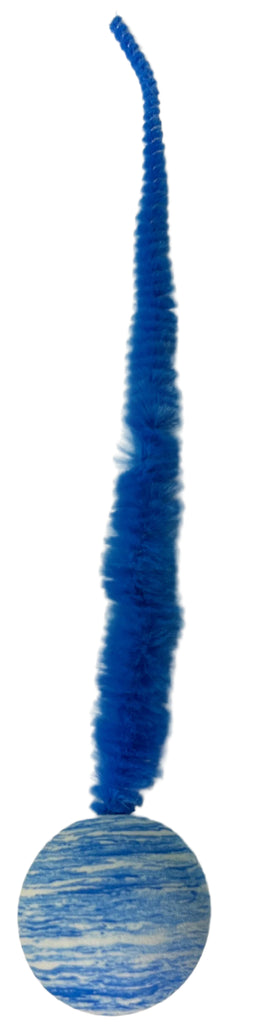 Striped Two Tone Rubber Ball with Caterpillar Style Tail attached - Black, Pink, or Blue - Dog.Dog.Cat.