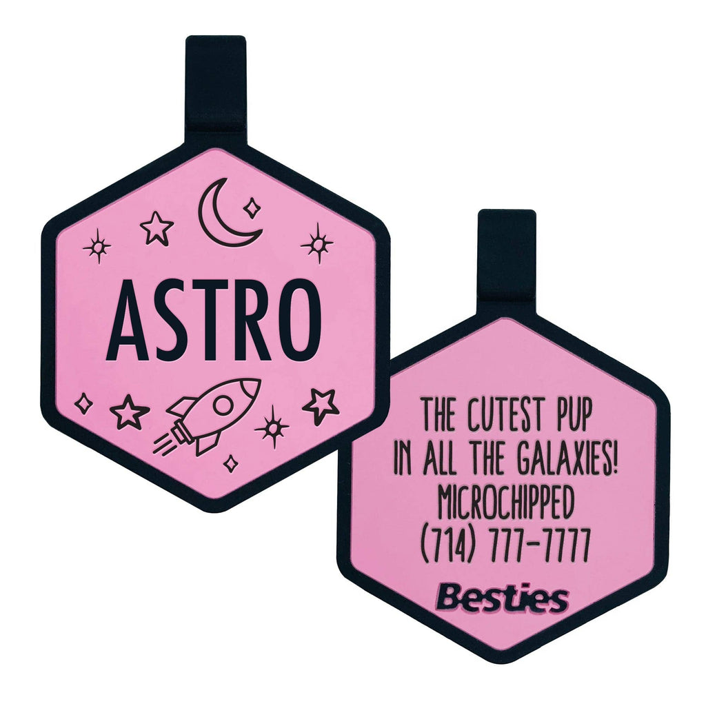 Besties Pets - Space Cadet Silicone Dog ID Tag: Chartreuse - Dog.Dog.Cat.