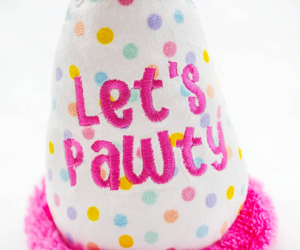ThoozyPet Birthday Hat Pink Plush Dog Toy 7" - Dog.Dog.Cat.