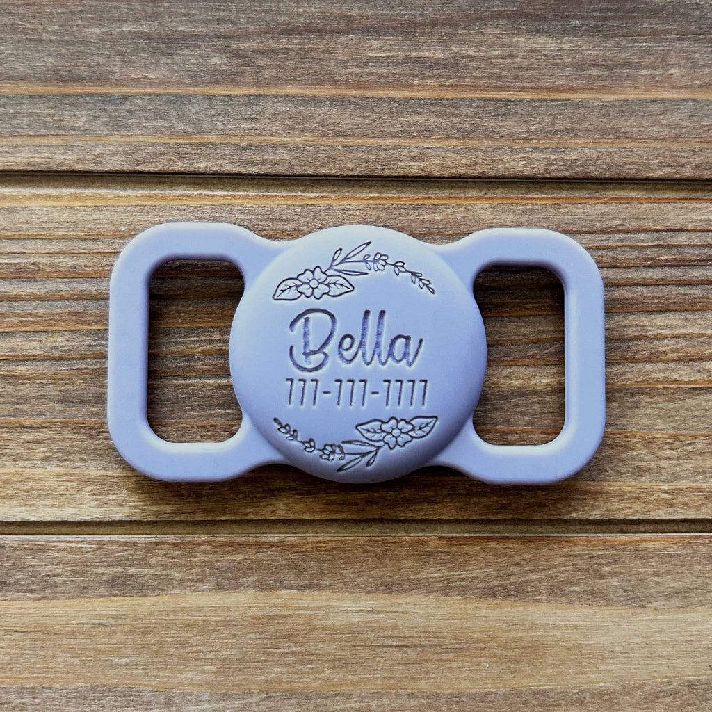 Besties Pets - Blossom Silicone Pet AirTag Holder - Personalized - Dog.Dog.Cat.