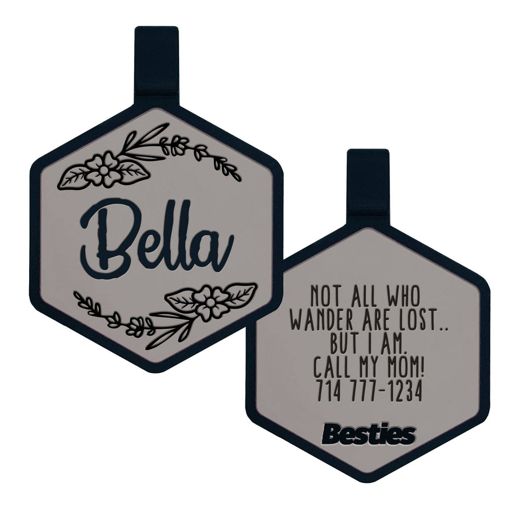 Besties Pets - Blossom Silicone Dog ID Tag - Dog.Dog.Cat.