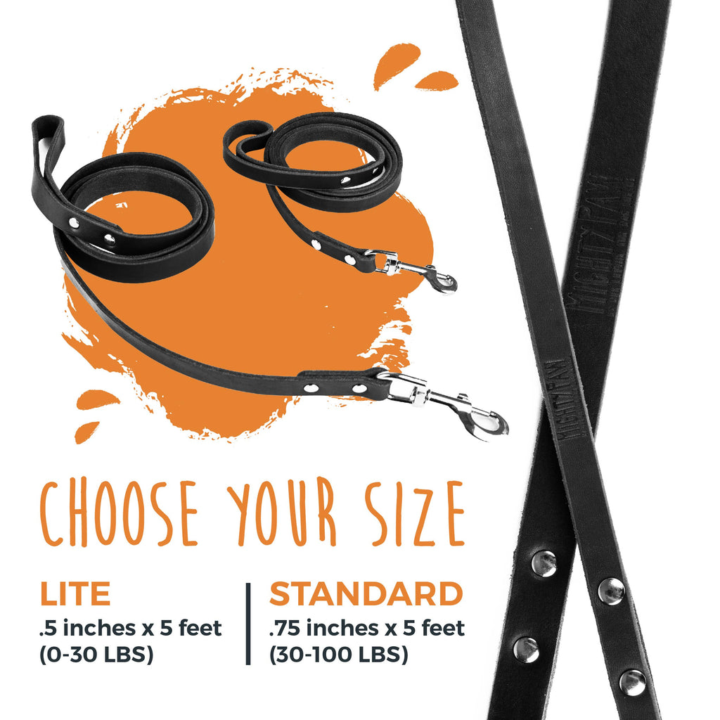 Mighty Paw - Leather Dog Leash (Distressed) - Dog.Dog.Cat.