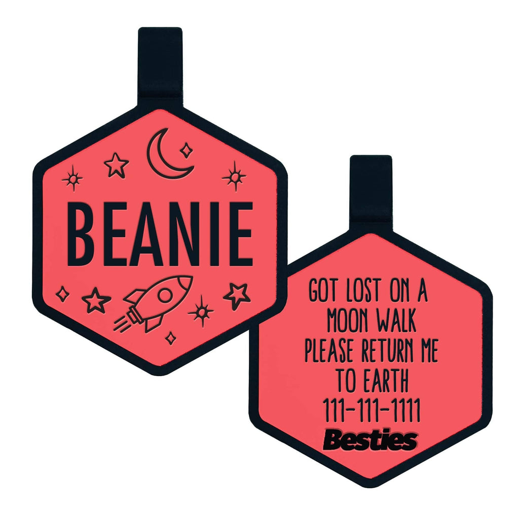 Besties Pets - Space Cadet Silicone Dog ID Tag: Chartreuse - Dog.Dog.Cat.