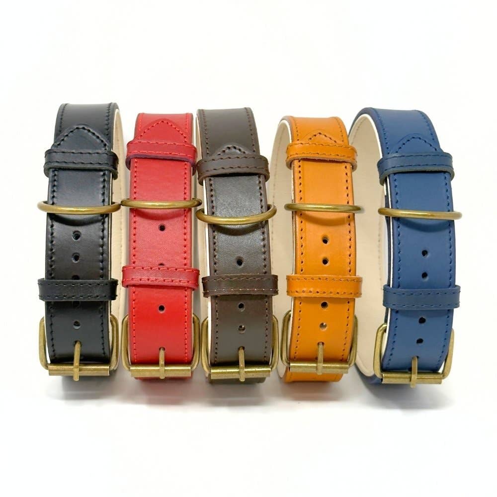 CustomFit – Soft Padded Blue Leather Dog Collar - Dog.Dog.Cat.