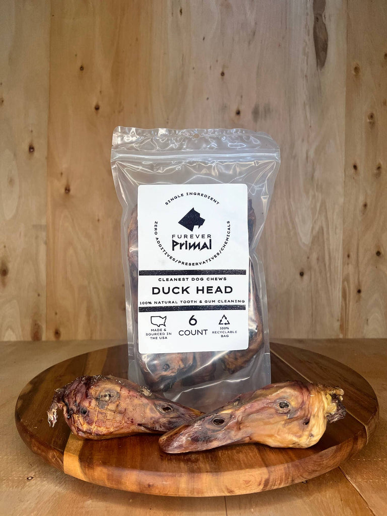 Furever Primal - Bagged Dog Chew: Duck Head - Natural Single Ingredient - Dog.Dog.Cat.