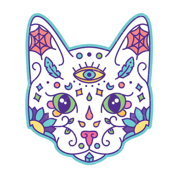Sticker Pack Sticker-Sugar Skull Cat : LRG - Dog.Dog.Cat.