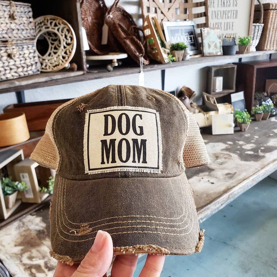 Dog Mom Distressed Trucker Hat Baseball Cap - Dog.Dog.Cat.