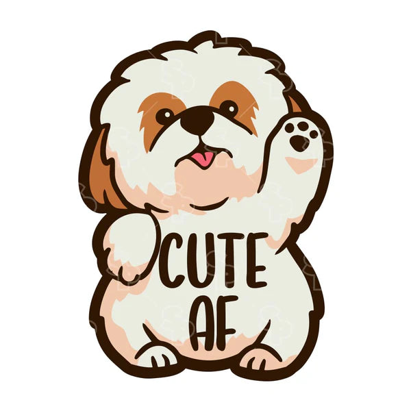 Cute AF - Sticker - Small - Dog.Dog.Cat.