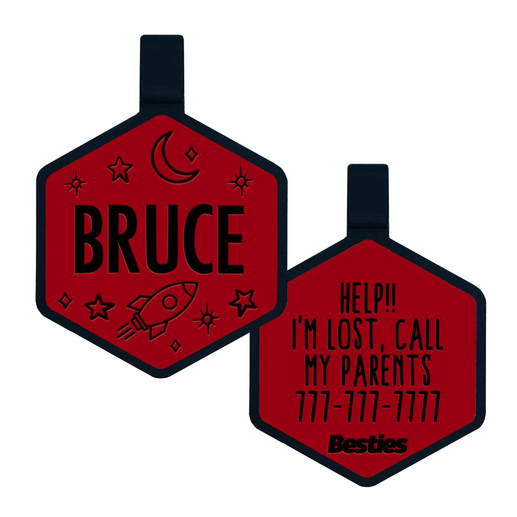 Besties Pets - Space Cadet Silicone Dog ID Tag: Chartreuse - Dog.Dog.Cat.