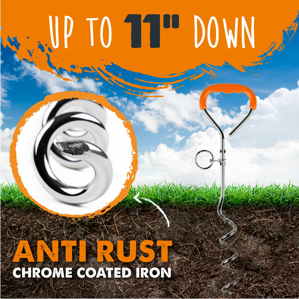 Mighty Paw - Durable Dog Tie Out Stake for Secure Outdoor Play - Dog.Dog.Cat.