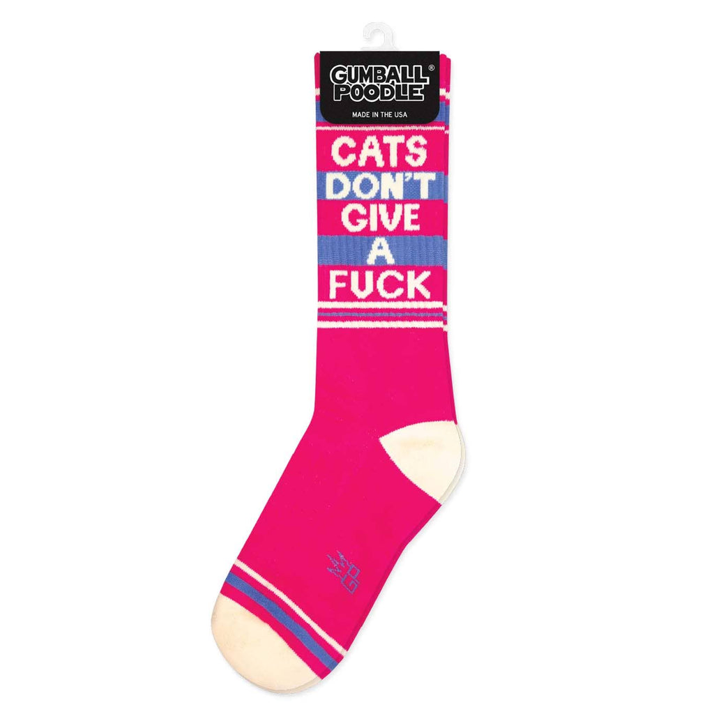 Cats Don't Give A Fuck Gym Crew Socks - Dog.Dog.Cat.