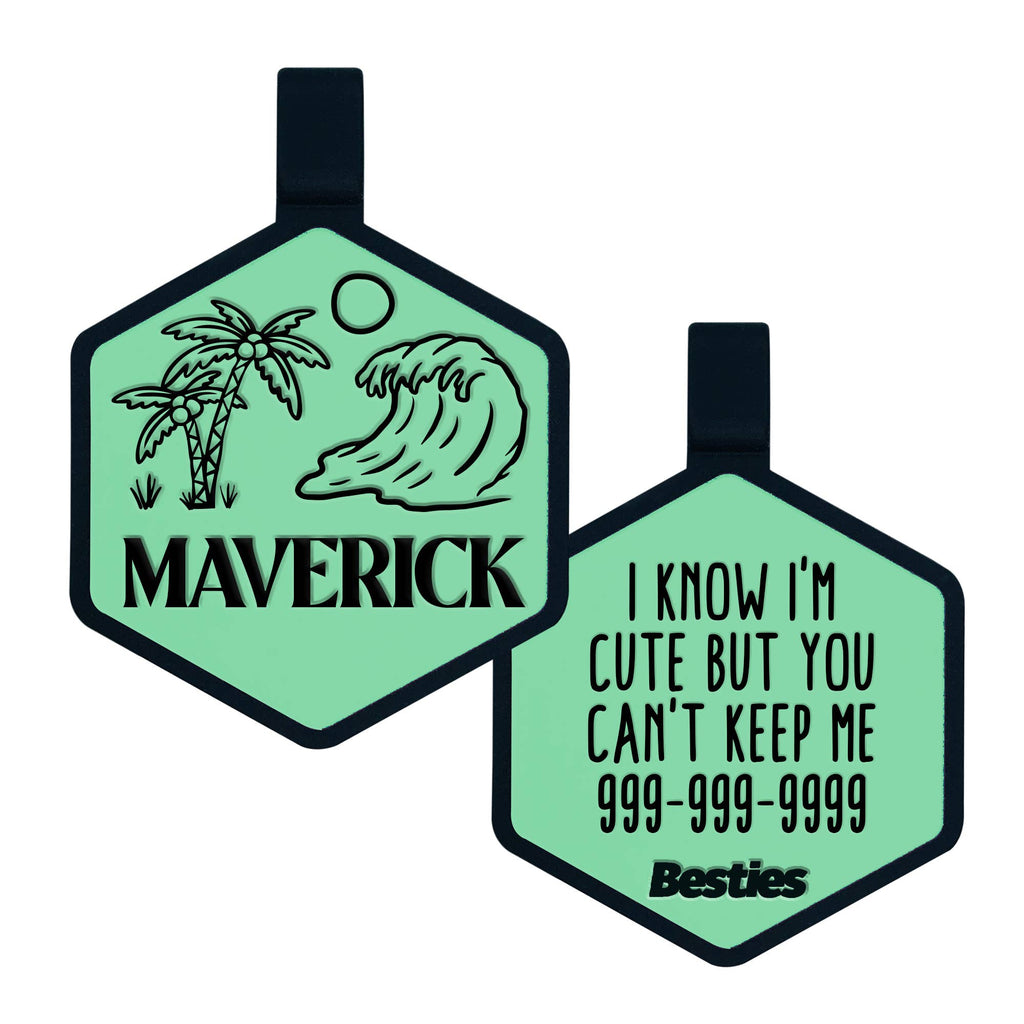 Besties Pets - Life's A Beach Silicone Dog ID Tag - Dog.Dog.Cat.