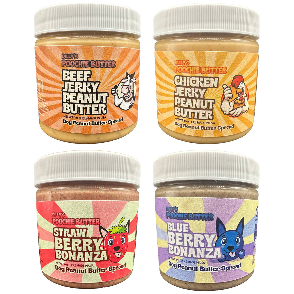 Poochie Butter - 4oz Dog Peanut Butter Flavored Jar Collection - Dog.Dog.Cat.