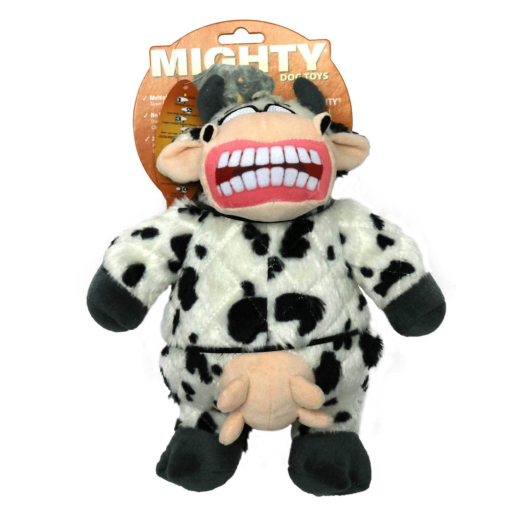 Tuffy Dog Toys - VIP Products - Mighty Angry Animals Cow, Plush, Squeaky Dog Toy - Dog.Dog.Cat.