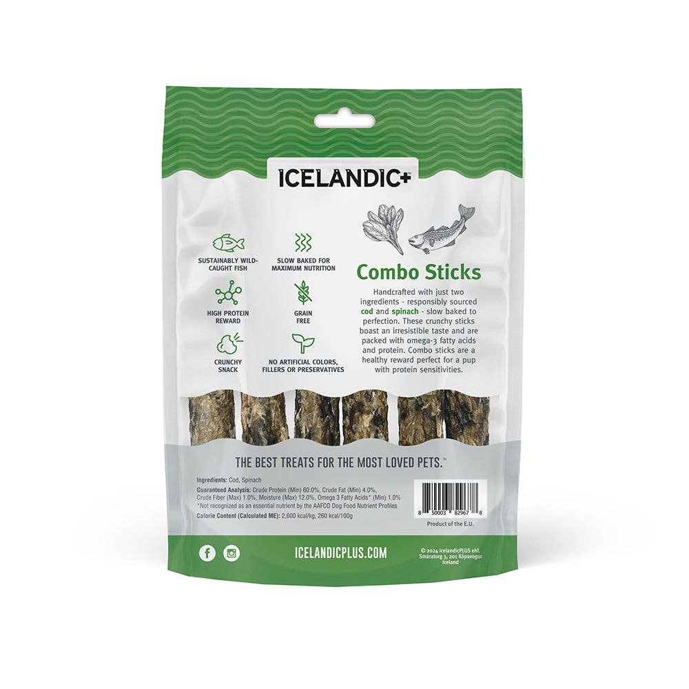 Icelandic+ - Icelandic+ Cod & Spinach Combo Sticks Dog Treats - Dog.Dog.Cat.