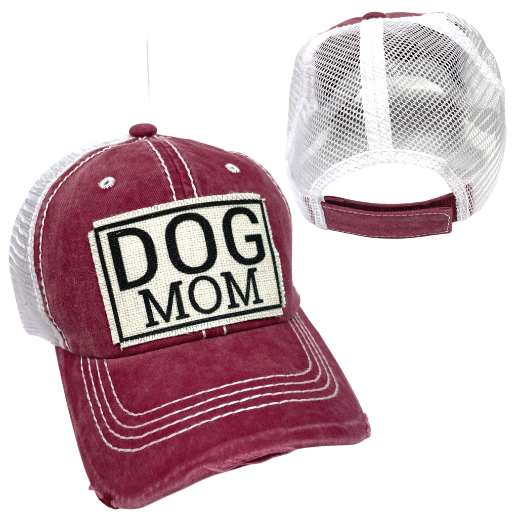 DOG MOM BALL CAP | WOMAN'S HAT | DISTRESSED - Dog.Dog.Cat.