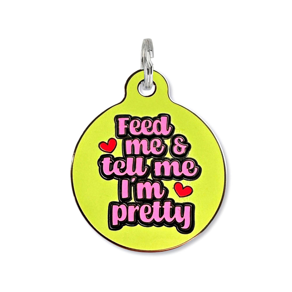 Cute Dog ID Tag w/ Personalized QR Code or Custom Engraving - Tell Me I'm Pretty - Dog.Dog.Cat.