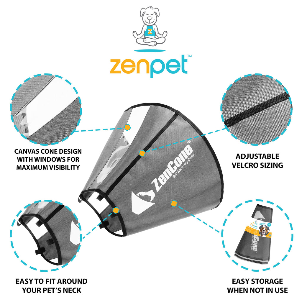 ZenCone Soft Recovery Collar with Windows by ZENPET for Comfortable Pet Healing - Dog.Dog.Cat.