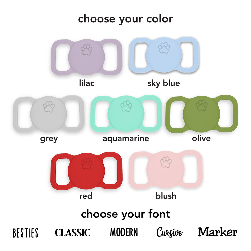 Besties Pets - Paw Silicone Pet AirTag Holder - Personalized - Dog.Dog.Cat.