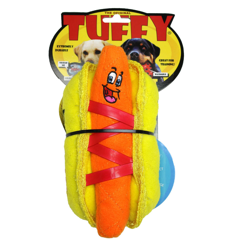 Tuffy Dog Toys - VIP Products - Tuffy Funny Food HotDog, Durable, Squeaky Dog Toy 2-in-1 - Dog.Dog.Cat.