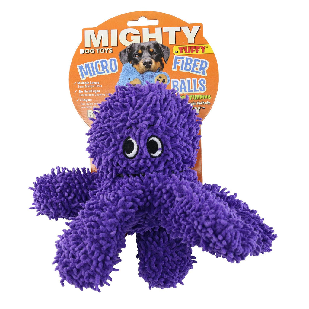 Tuffy Dog Toys - VIP Products - Mighty Microfiber Ball Med Octopus Purple, Squeaky Dog Toy - Dog.Dog.Cat.