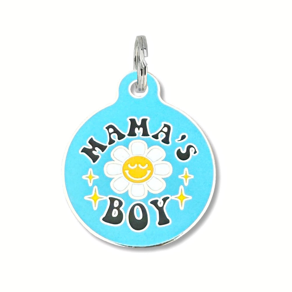 Mama's Boy - Enamel Dog ID Tag with Personalized QR Code - - Dog.Dog.Cat.