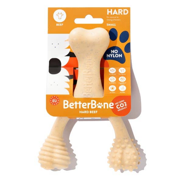 BetterBone Hard Beef Dog Chew Toy Durable and Long-Lasting for Strong Chewers - Dog.Dog.Cat.