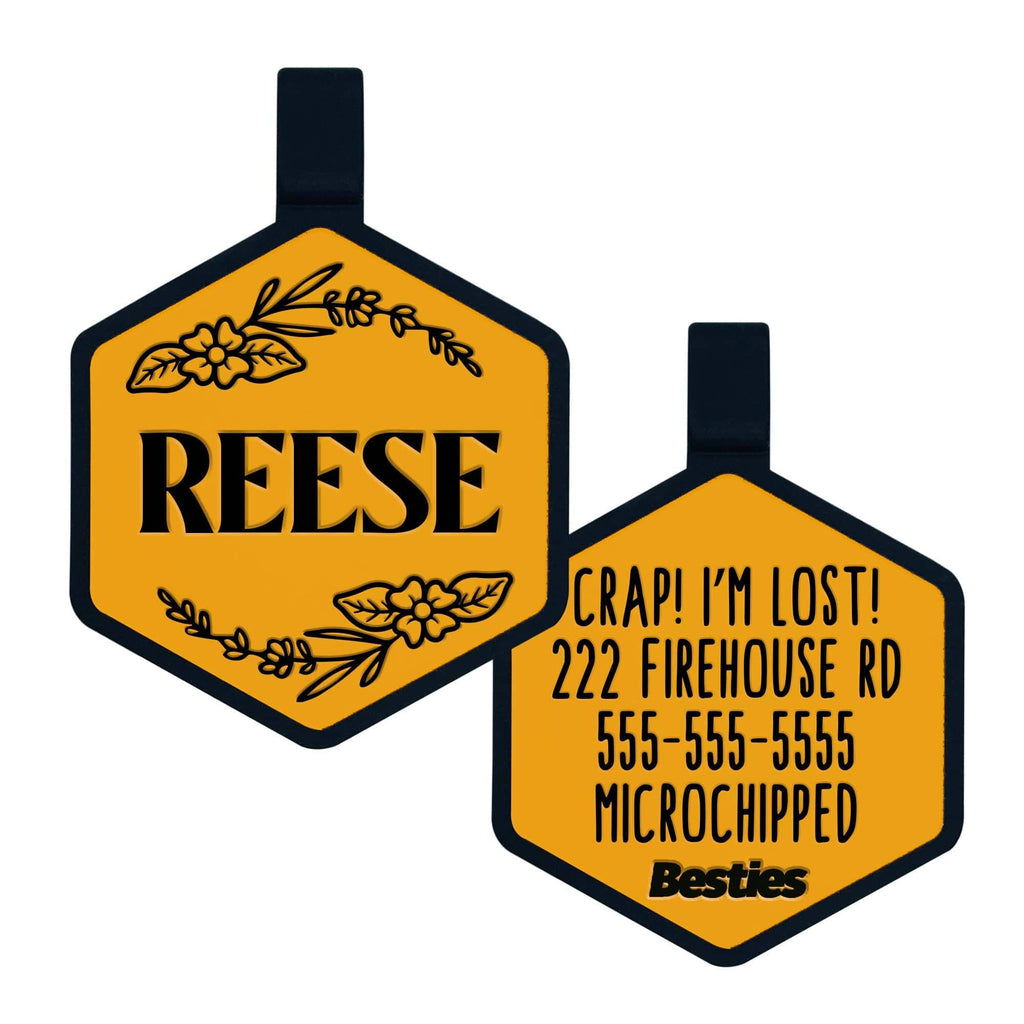 Besties Pets - Blossom Silicone Dog ID Tag - Dog.Dog.Cat.