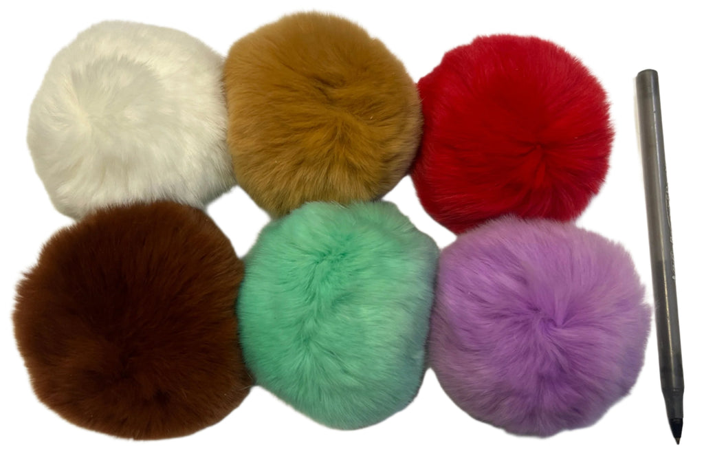 Rabbit Fur Colored Pom Pom Cat Toy Teaser 3 inches (EACH) - Dog.Dog.Cat.