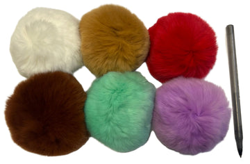 Rabbit Fur Colored Pom Pom Cat Toy Teaser 3 inches (EACH) - Dog.Dog.Cat.