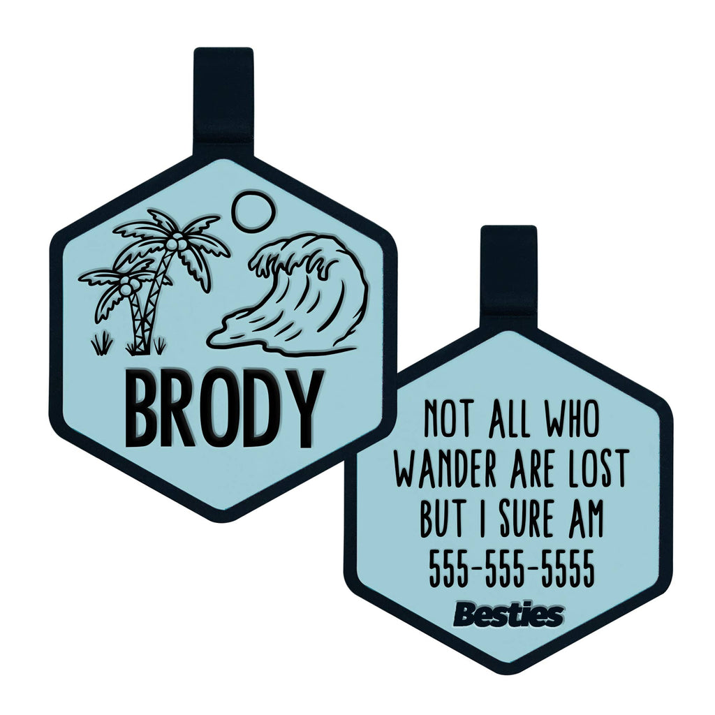 Besties Pets - Life's A Beach Silicone Dog ID Tag - Dog.Dog.Cat.