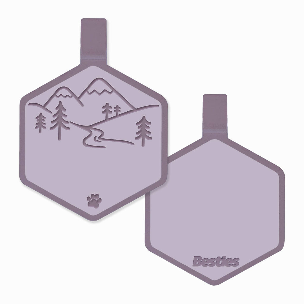 Besties Pets - Mountain Adventure Silicone Dog ID Tag: Sky Blue - Dog.Dog.Cat.