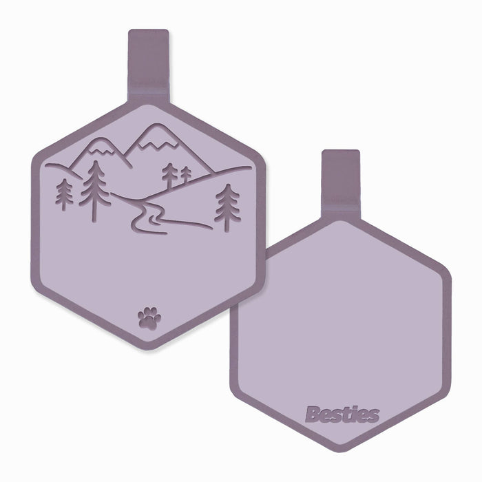 Besties Pets - Mountain Adventure Silicone Dog ID Tag: Sky Blue
