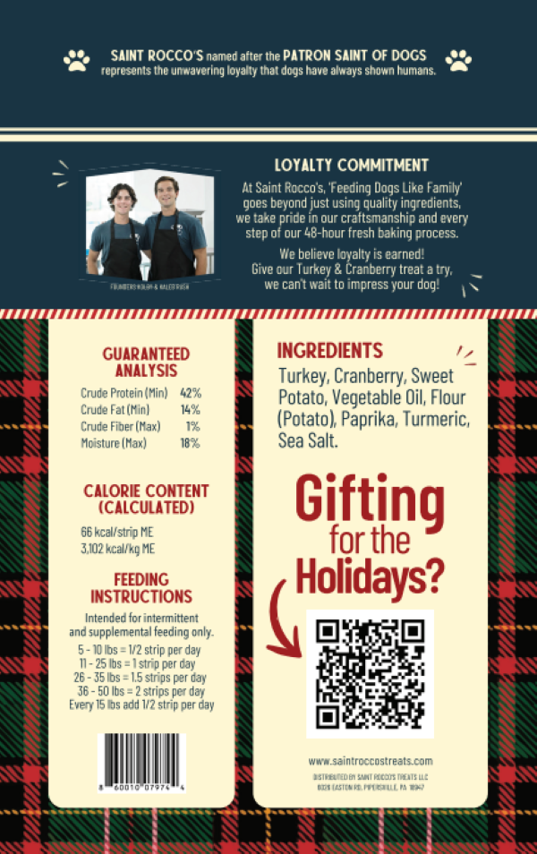 Saint Rocco's Treats - Turkey & Cranberry (8oz) - Dog.Dog.Cat.