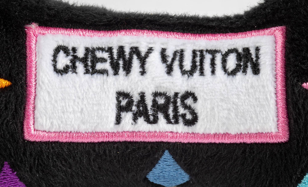 Black Monogram Chewy Vuiton Bone Squeaker Dog Toy: Small / Mini - Dog.Dog.Cat.