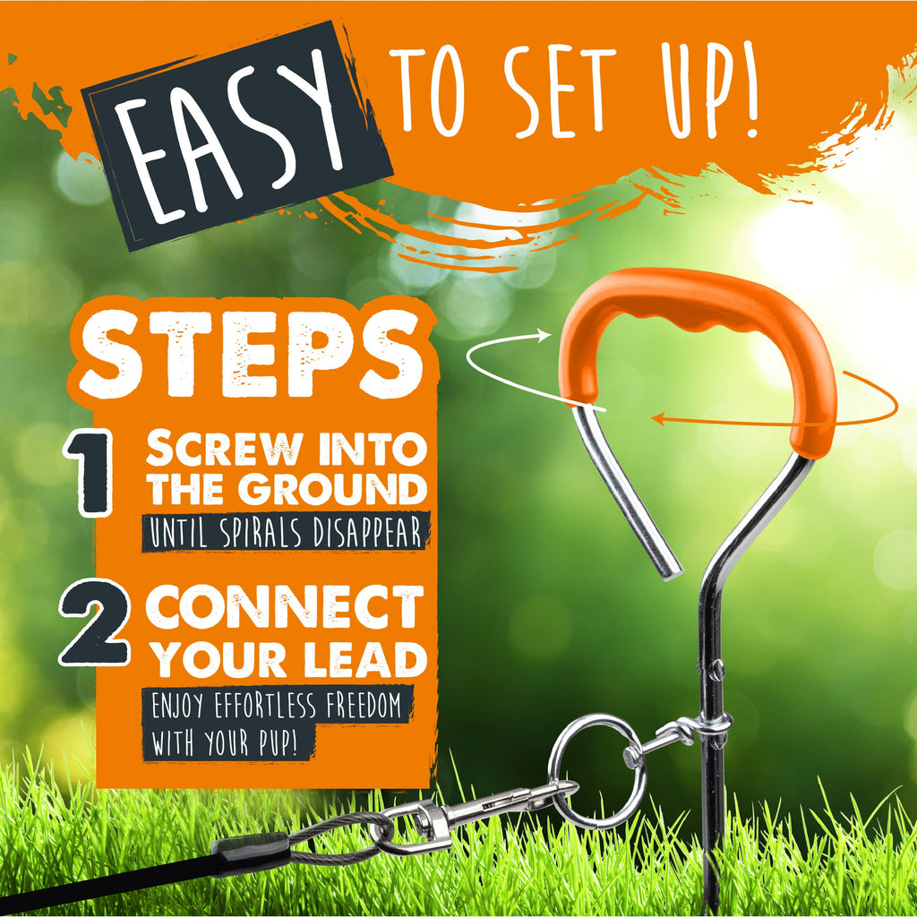 Mighty Paw - Durable Dog Tie Out Stake for Secure Outdoor Play - Dog.Dog.Cat.