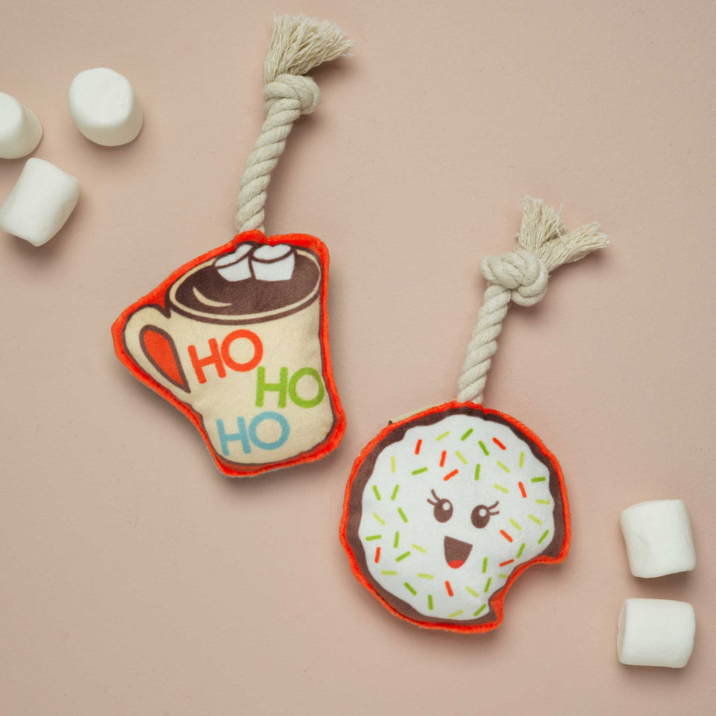 Speckle and Spot by Ore’ Originals - Mini Dog Toy Set | Mug & Cookie - Dog.Dog.Cat.