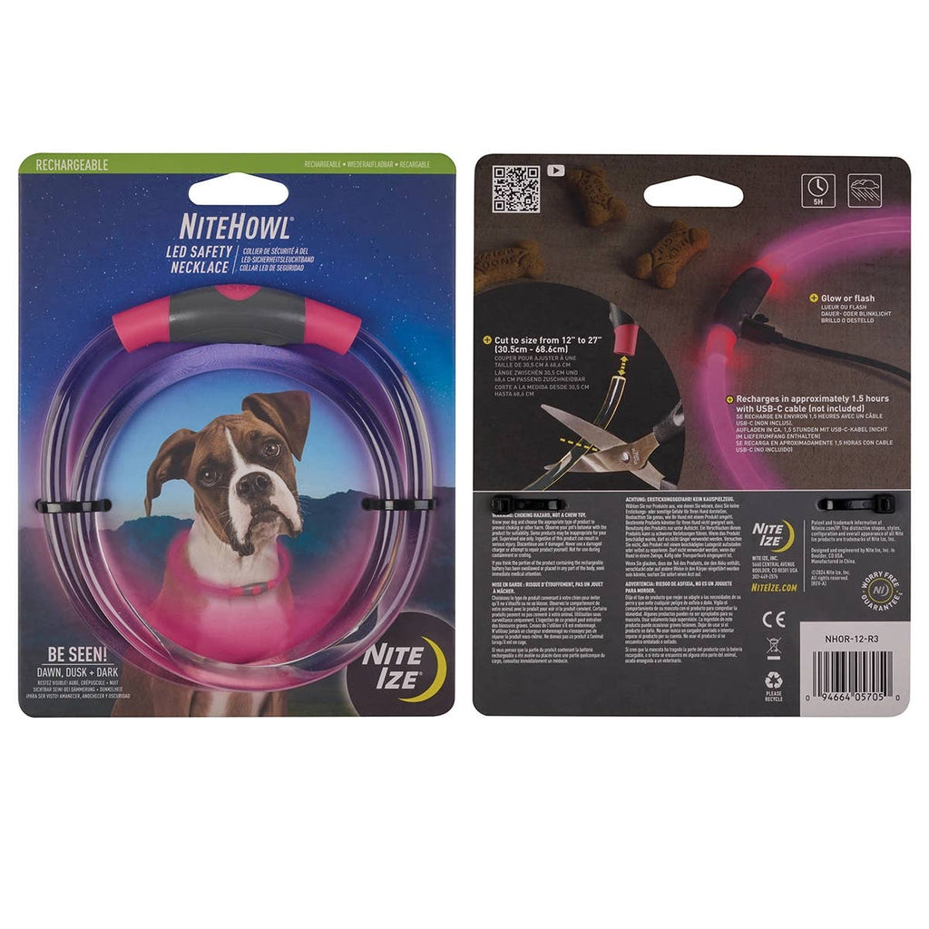 Nite Ize NiteHowl® Rechargeable LED Safety Necklace - Pink - Dog.Dog.Cat.