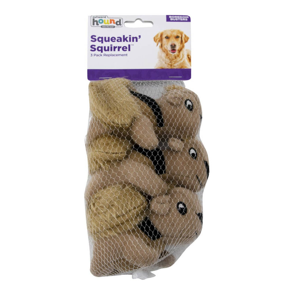 Outward Hound Squeakin' Squirrels Plush Dog Toy Brown 3pc - Dog.Dog.Cat.