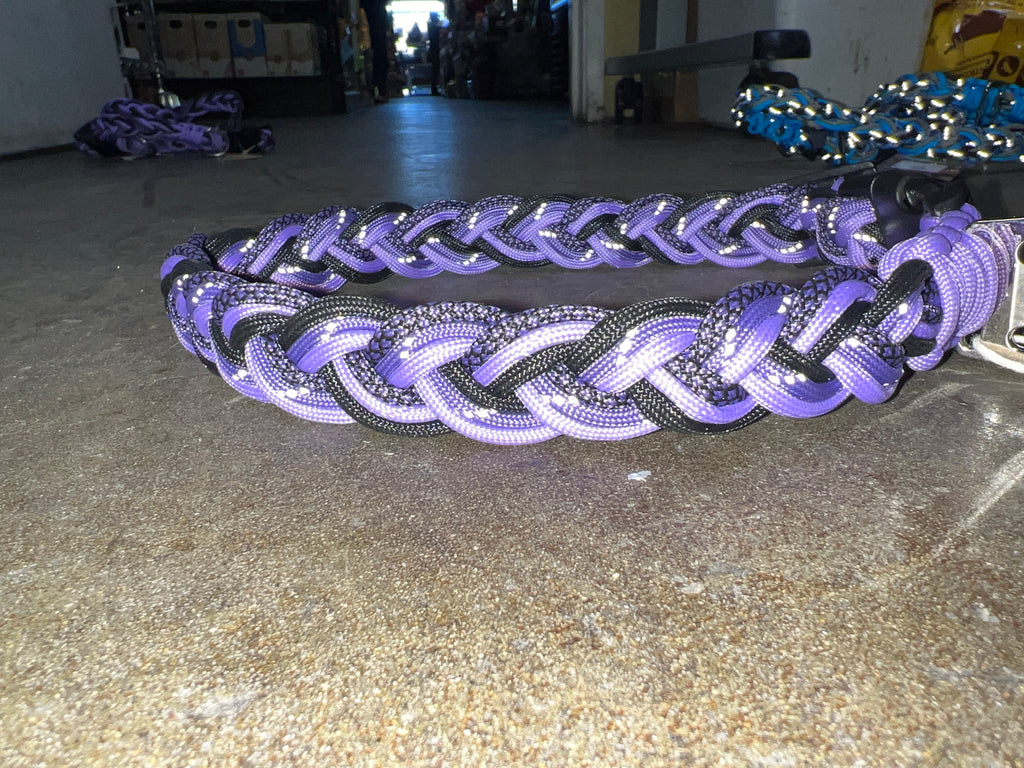 Paracord Dog Collar Original-Purple Reflecitv : LRG 15-24" - Dog.Dog.Cat.