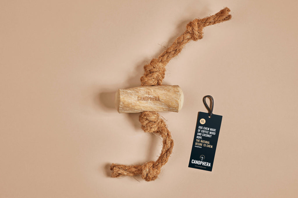Dog Chew Made of Coffee Wood and Coconut Rope. - Dog.Dog.Cat.