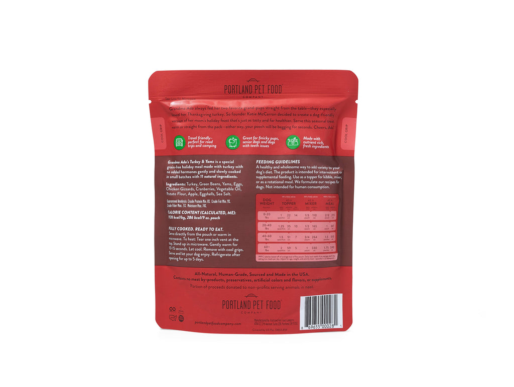 Portland Pet Food Company - Grandma Ada's Turkey and Yams Homestyle Dog Meal - Dog.Dog.Cat.