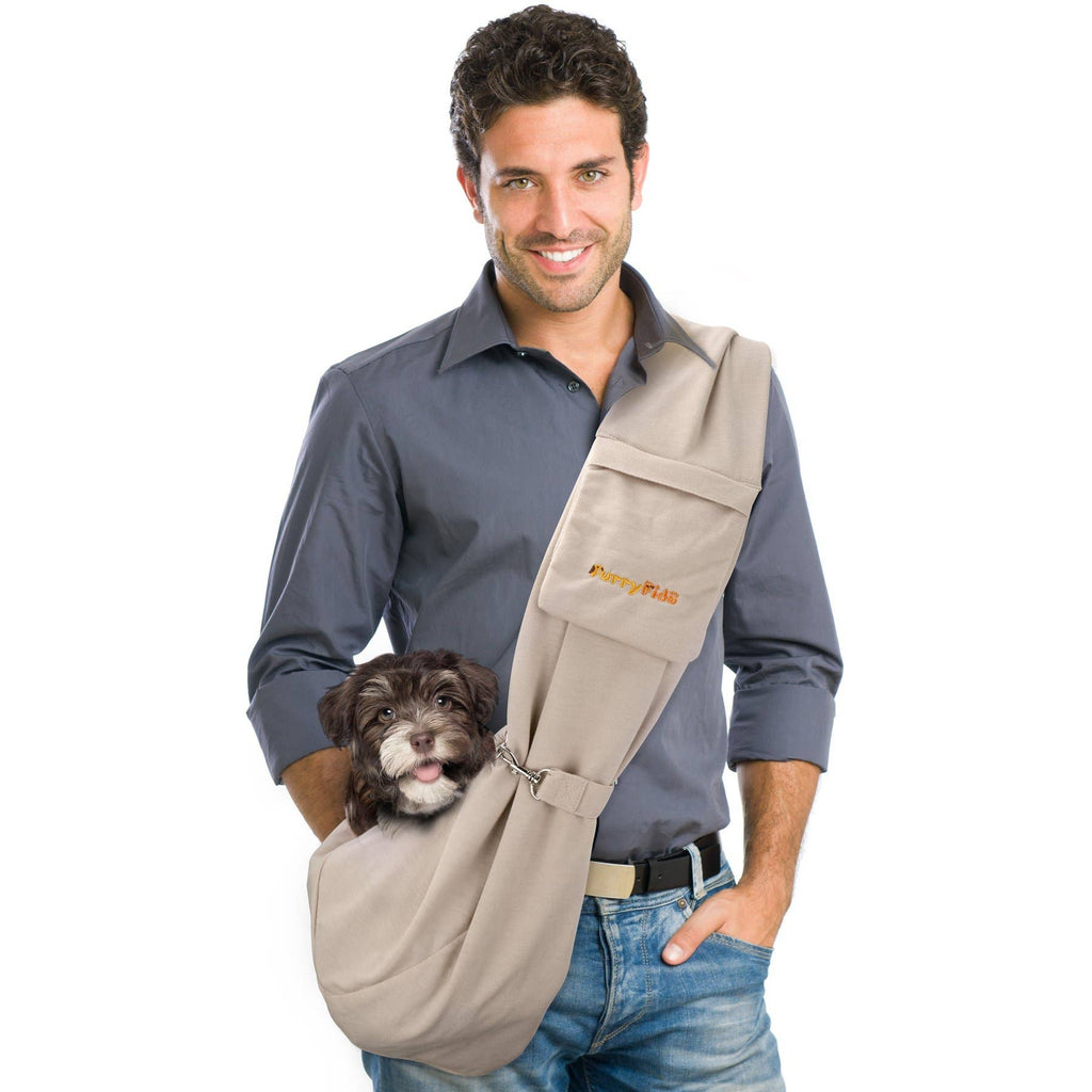 Furry Fido Pet Supplies - Furry Fido Khaki Adjustable Pocket Pet Sling - Dog.Dog.Cat.